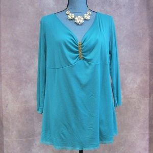 NEW Assoluto Caribbean Blue Blouse Size 1X